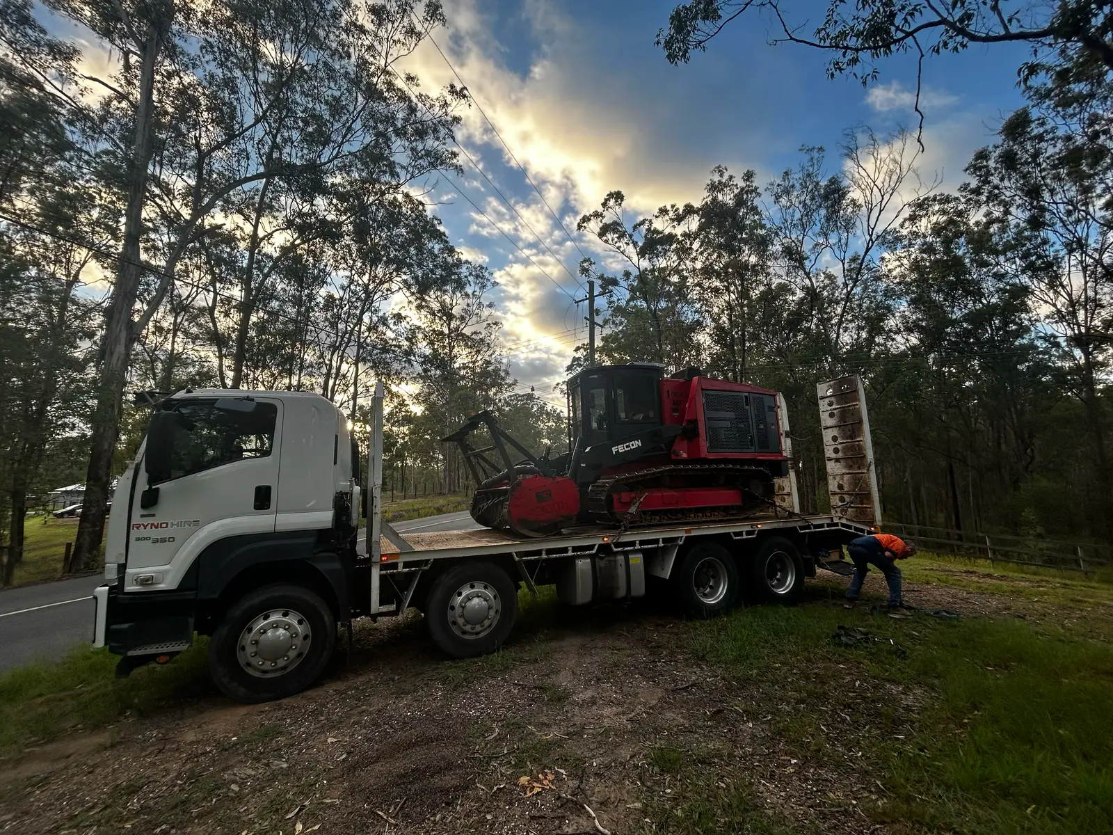 Full Force Contracting truck and forestry mulcher on a job in Queensland